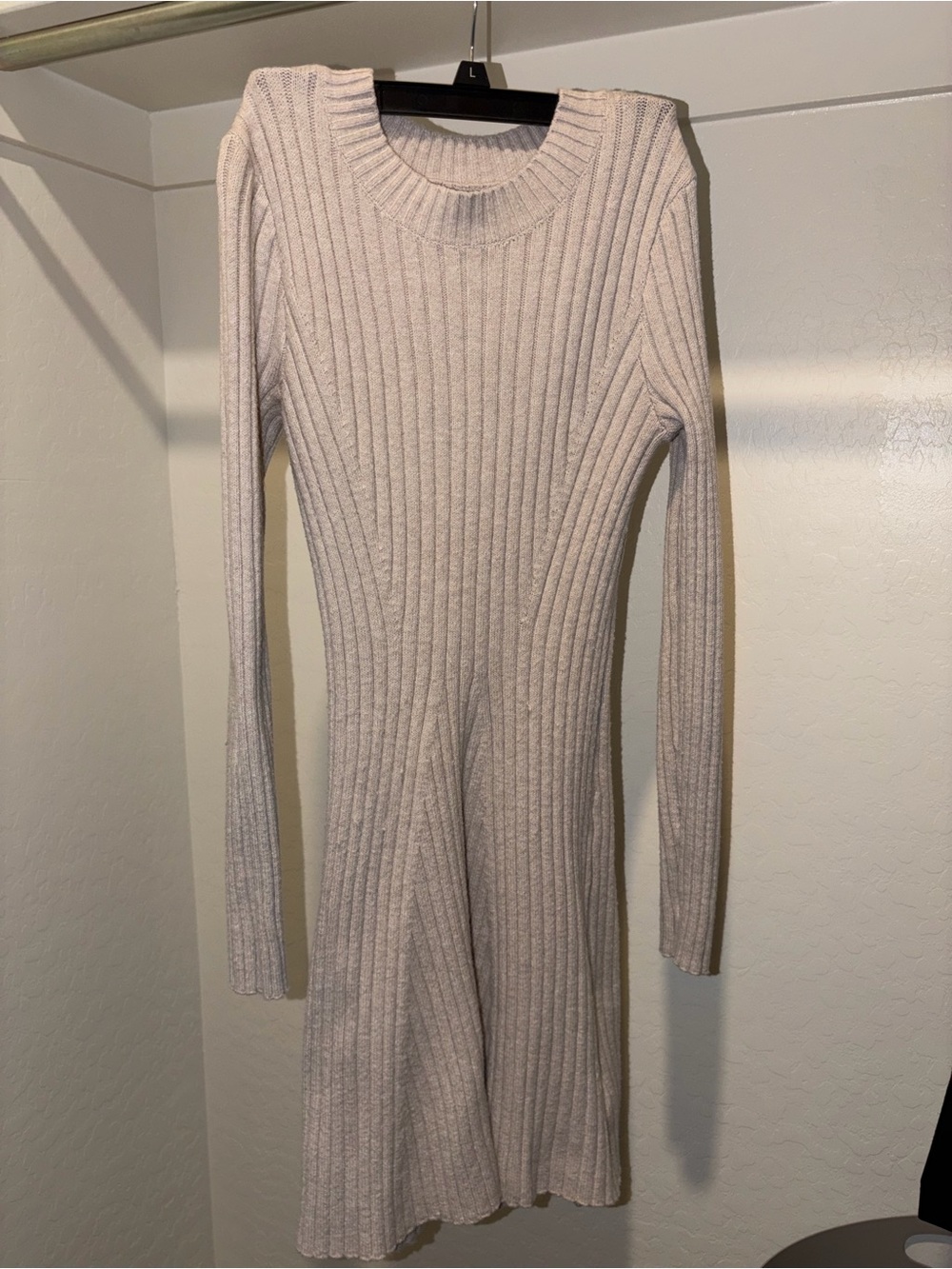 Hollister Women’s Ribbed Knit Long-Sleeve Dress - Cream